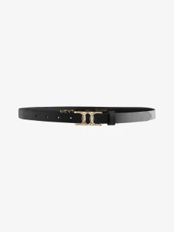 Noir - Ceintures en cuir skinny avec boucles