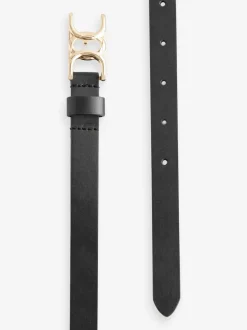 Noir - Ceintures en cuir skinny avec boucles