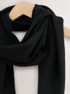 Noir - Écharpe Premium Made in Italie à poids moyen avec laine contenant de la laine