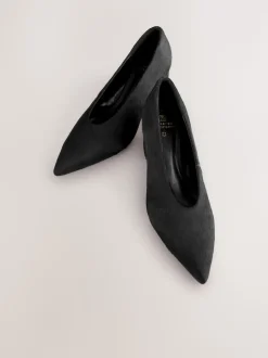 Noir - Chaussures à talons bas et bout pointu en cuir