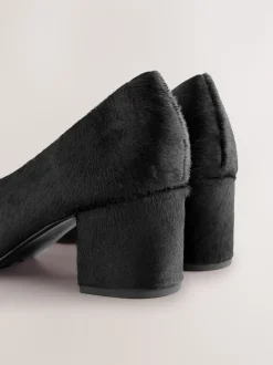 Noir - Chaussures à talons bas et bout pointu en cuir