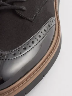Noir - Chaussures Brogue à lacets et semelle épaisse