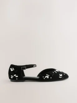 Noir - Chaussures Forever Comfort® en velours avec ornements à bout fermé