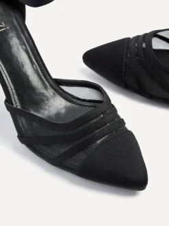 Noir - Chaussures Linzi Tasha à talons carrés avec détail en maille avant