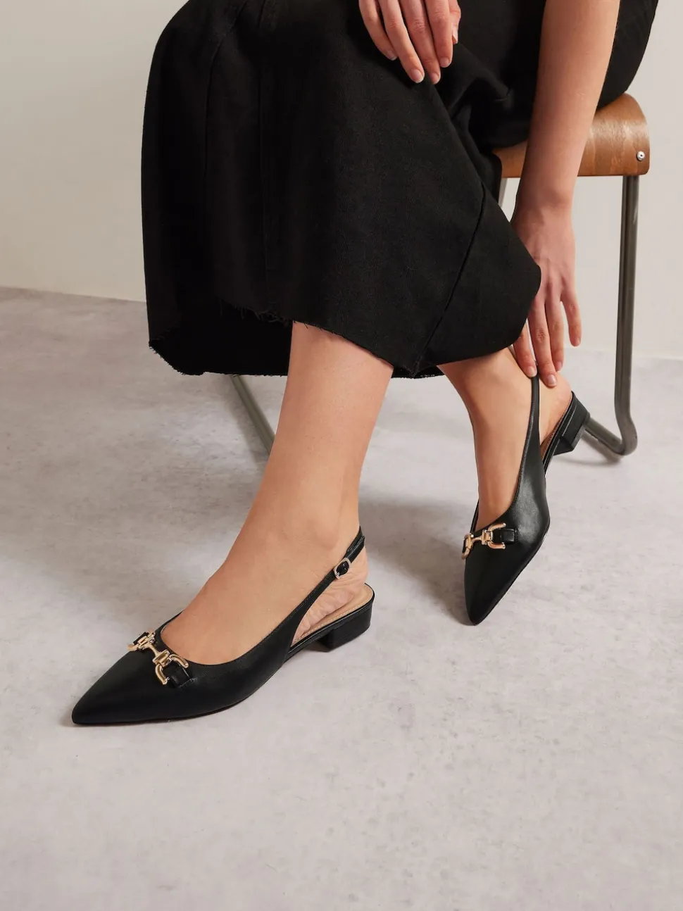 Noir - Chaussures Long Tall Sally à bride arrière bordées de métal