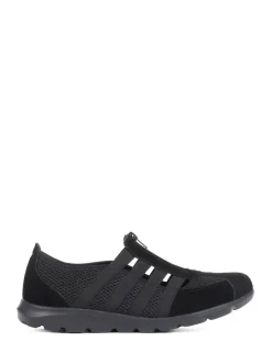 Noir - Chaussures Pavers en cuir décontractées coupe large pour femme