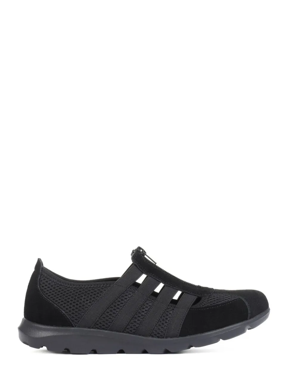Noir - Chaussures Pavers en cuir décontractées coupe large pour femme