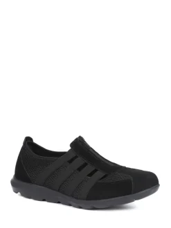 Noir - Chaussures Pavers en cuir décontractées coupe large pour femme