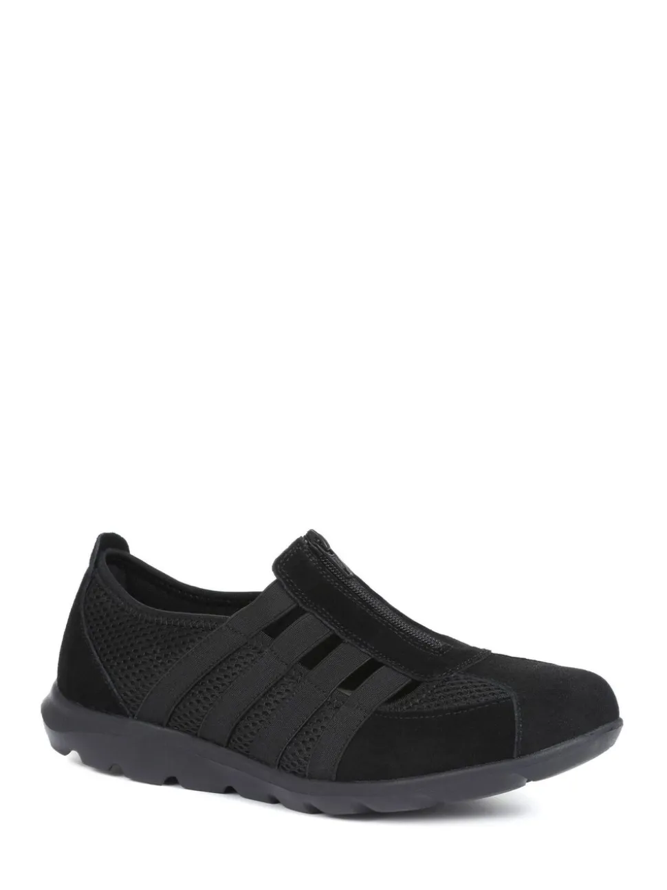 Noir - Chaussures Pavers en cuir décontractées coupe large pour femme