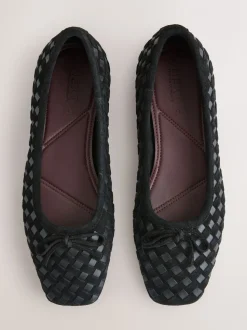 Noir - Chaussures plates tissées en cuir Forever Comfort®