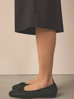 Noir - Chaussures plates tissées en cuir Forever Comfort®