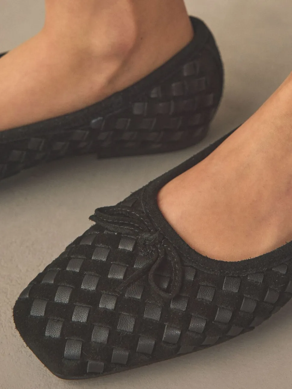 Noir - Chaussures plates tissées en cuir Forever Comfort®