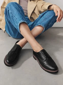Noir - Chaussures richelieu Forever Comfort® en cuir à lacets et semelles épaisses