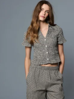Noir - Chemise à manches courtes et carreaux vichy
