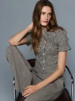 Noir - Chemise à manches courtes et carreaux vichy