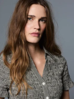 Noir - Chemise à manches courtes et carreaux vichy