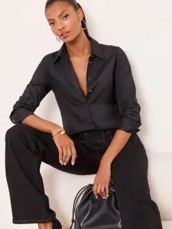 Noir - Chemise en popeline Lipsy