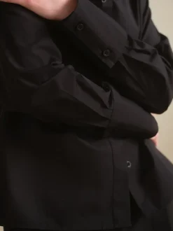 Noir - Chemise extensible ajustée Essential à manches longues
