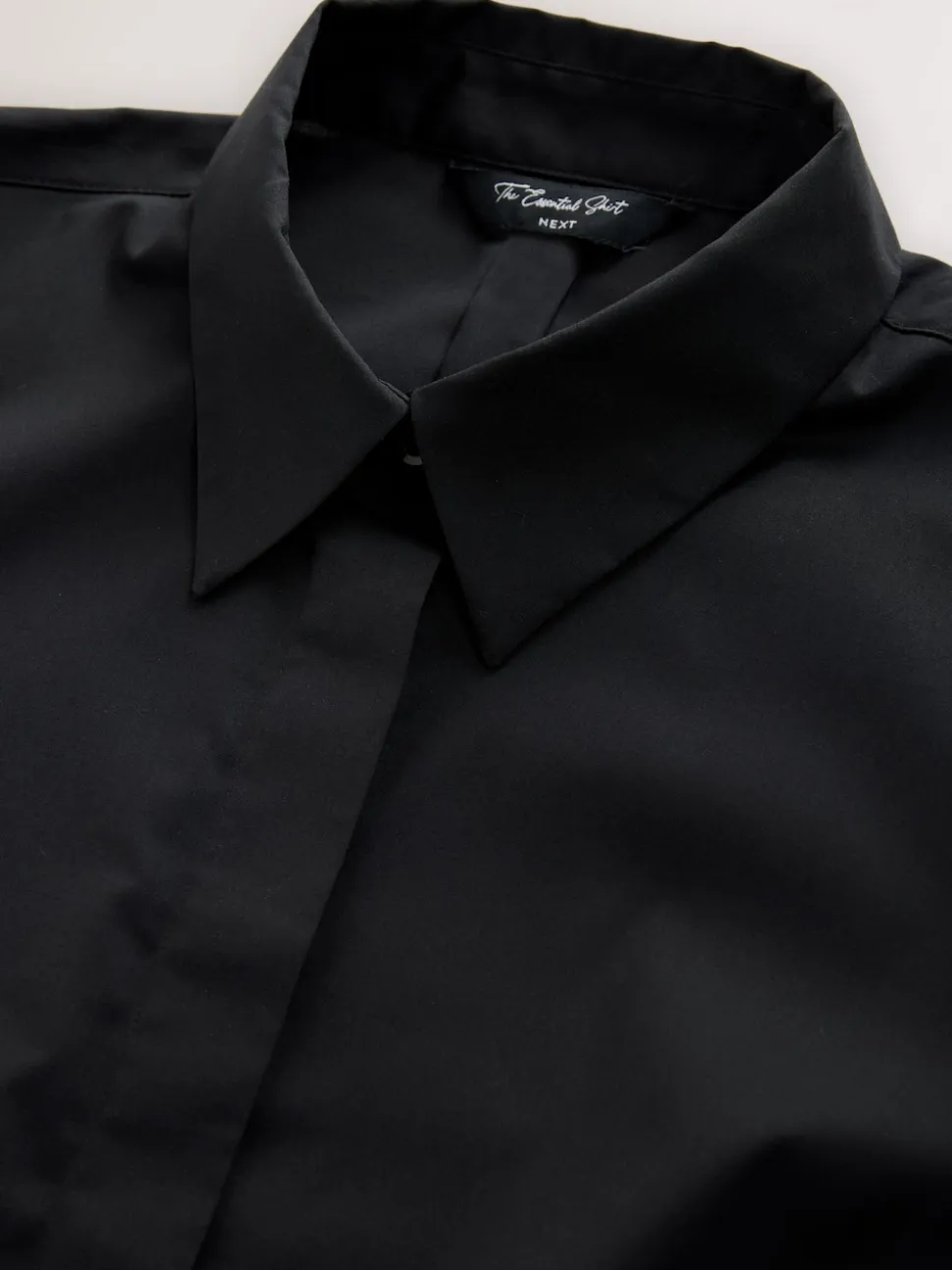 Noir - Chemise extensible ajustée Essential à manches longues