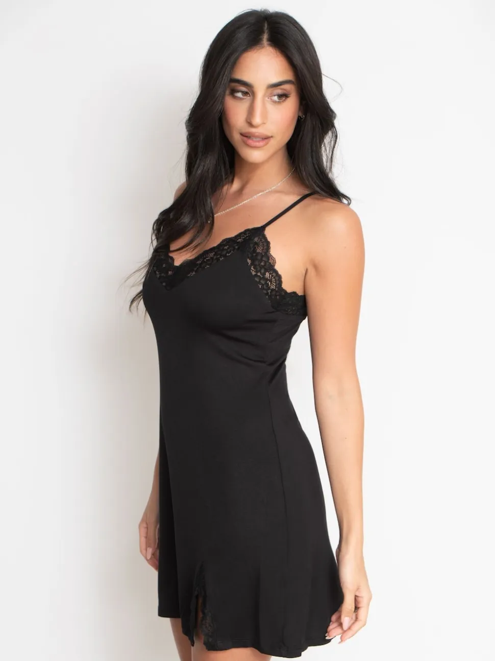 Noir - Chemise Pour Moi Sofa Loves Dentelle support caché en jersey fendu