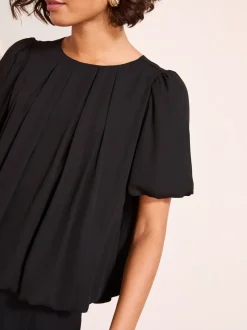 Noir - Chemisier plissé Friends Like These à manches courtes et ourlet boule