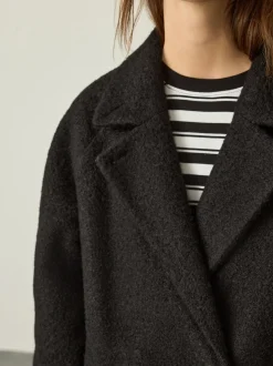 Noir - Coatigan boutonné Revere