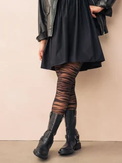Noir - Collants à motif zèbre