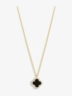 Noir - Collier Jon Richard pendentif trèfle Jet
