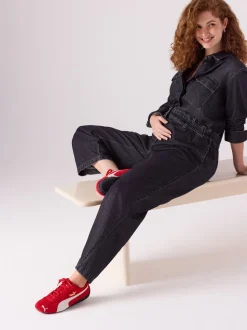 Noir - Combinaison en Denim de Grossesse
