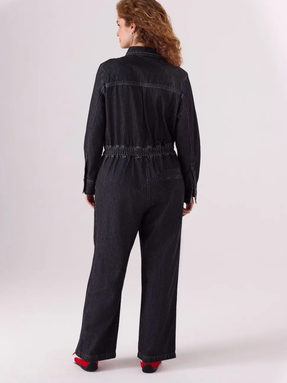 Noir - Combinaison en Denim de Grossesse