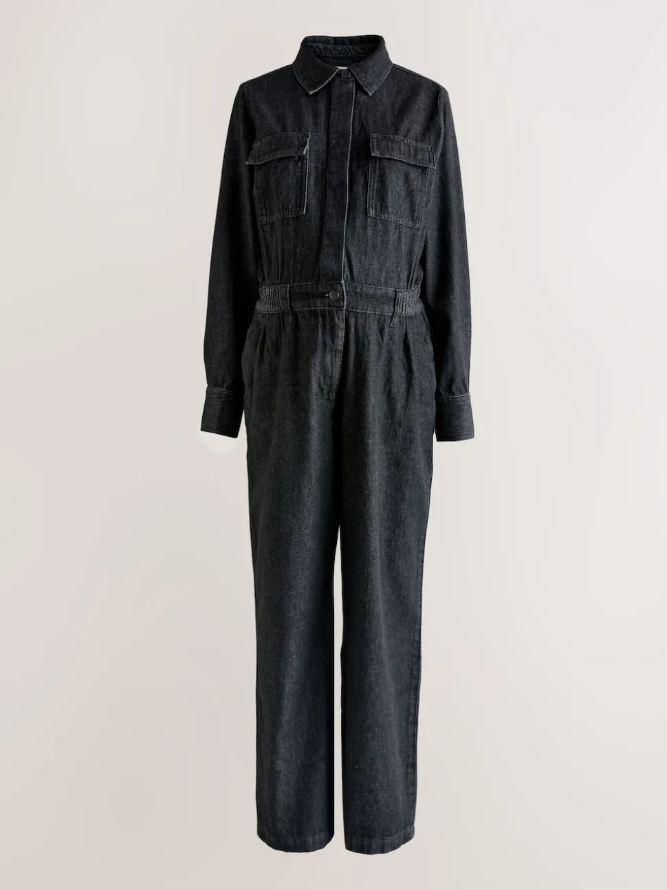 Noir - Combinaison en Denim de Grossesse