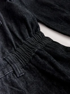 Noir - Combinaison en Denim de Grossesse