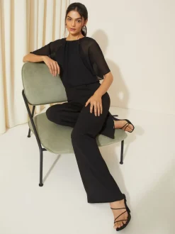 Noir - Combinaison Friends Like These en mousseline à manches évasées
