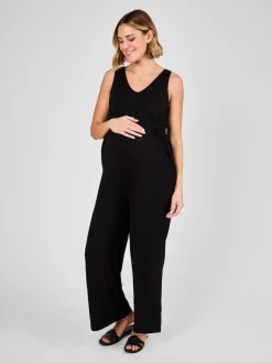 Noir - Combinaison JoJo Maman Bébé Maternité Wide Leg en jersey