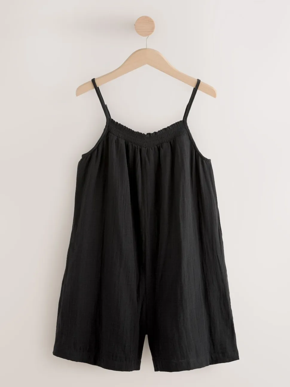 Noir - Combi-short en tissu double