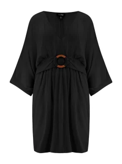 Noir - Couverture de plage tissée Pour Moi Crinkle O Ring