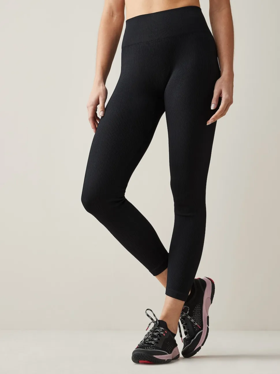 Noir - Côtelé sans couture Taille haute Leggings