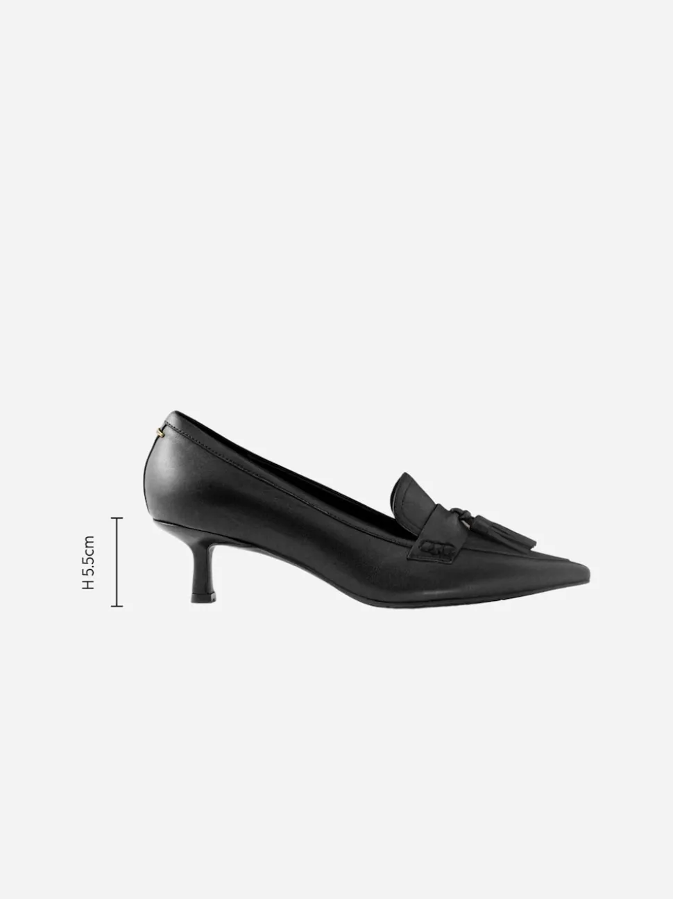 Noir - Cuir haut de gamme avec mocassins à talons à glands Motionflex à bout pointu