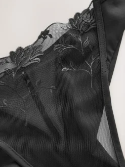 Noir - Culotte brodée fleuri Premium Suisse