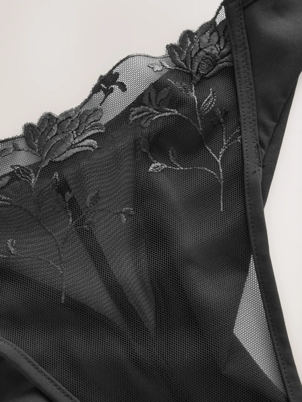 Noir - Culotte brodée fleuri Premium Suisse