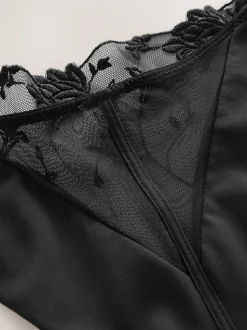 Noir - Culotte brodée fleuri Premium Suisse