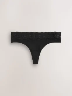 Noir - Culotte en coton et dentelle 7 Pack