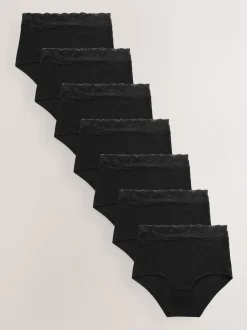 Noir - Culotte en coton et dentelle 7 Pack