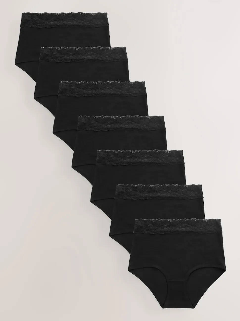 Noir - Culotte en coton et dentelle 7 Pack