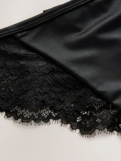 Noir - Culotte en dentelle à dos nœud