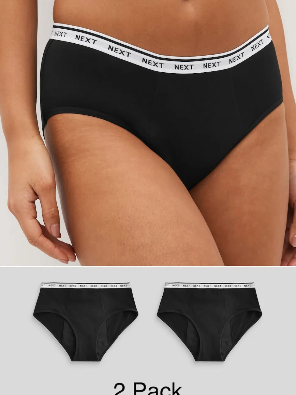 Noir - Culotte pour règles abondantes 2 Pack