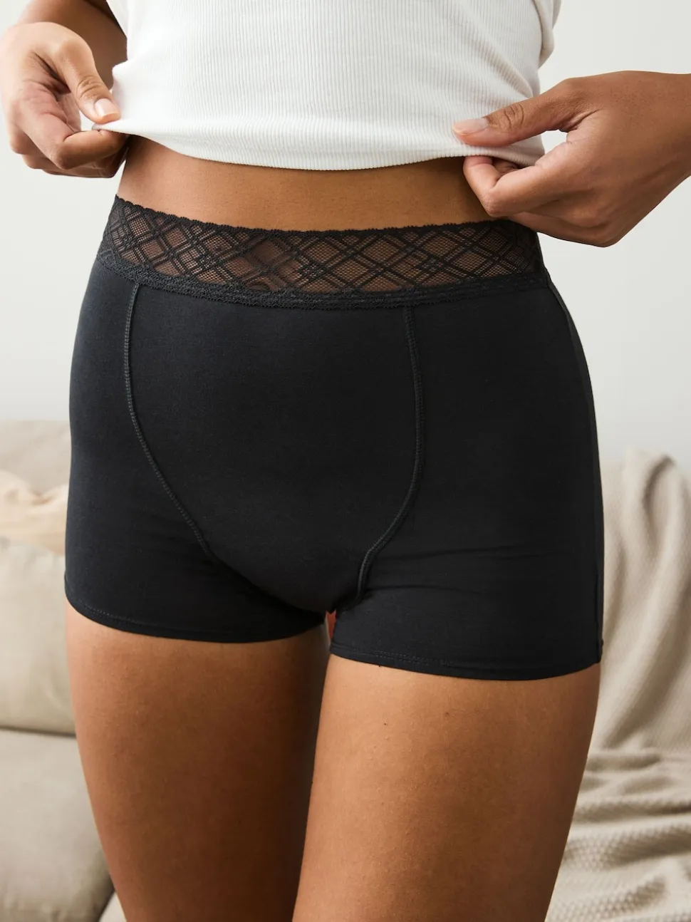 Noir - Culotte périodique à débit moyen 2 Pack