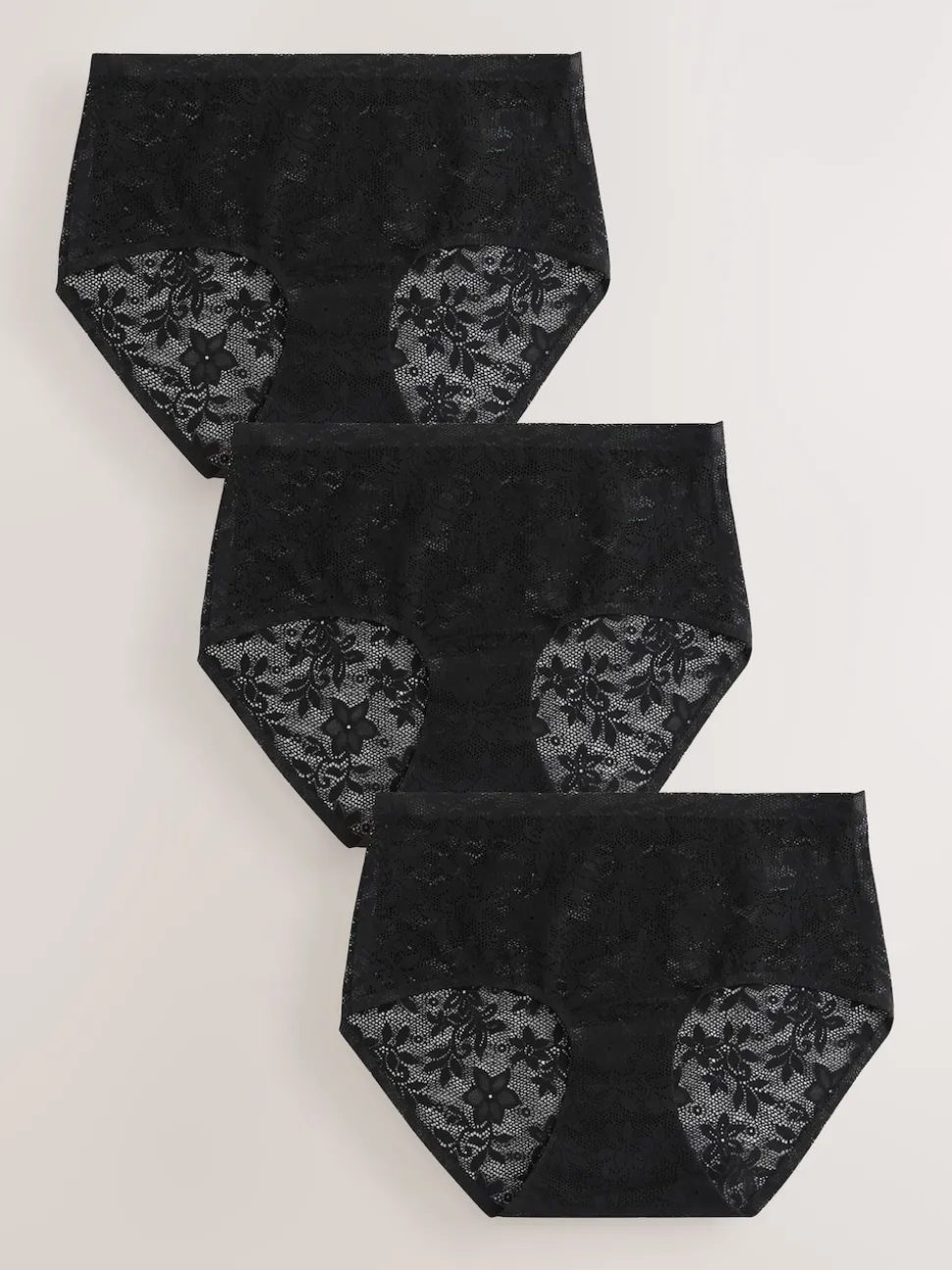 Noir - Dentelle sur l’ensemble Pas de VPL Slips 3 Lot