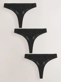 Noir - Dentelle sur l’ensemble Pas de VPL Slips 3 Lot