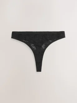 Noir - Dentelle sur l’ensemble Pas de VPL Slips 3 Lot